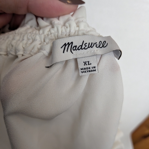 Madewell Cream Blouse with Ruffle Details Size XL - Picture 8 of 9